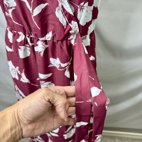 BLOOMCHIC Bloom Floral Ruffle Knot Side Wrap Dress Pink Size 10 - Picture 7 of 14